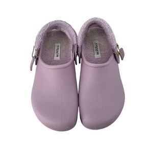COACH Women's Lavender Purple Clogs Fuzzy Slingback Size 6 Slip On Casual Shoes